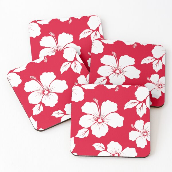 Item preview, Red n White Hibiscus Seamless Repeat Pattern designed and sold by ClaudiaFlores.