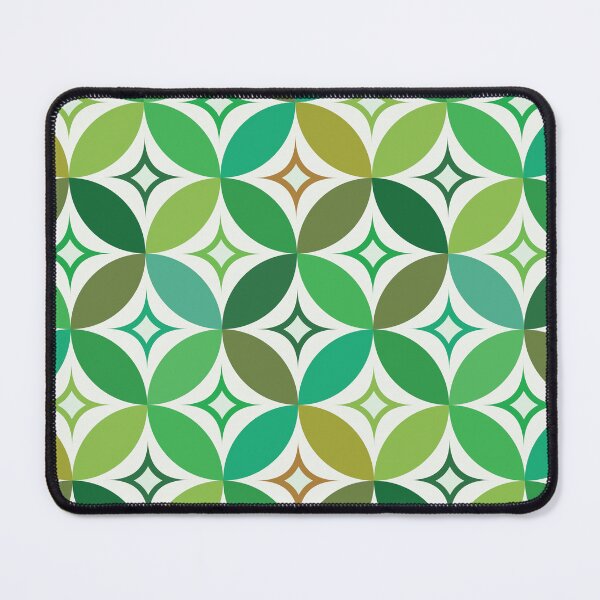 Item preview,   Mid century Modern  starbursts pattern on green geometric circles  designed and sold by Yasminepatterns .