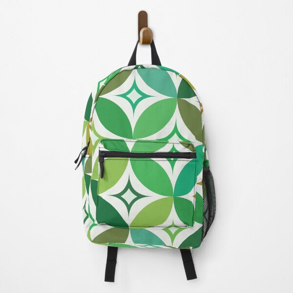 Item preview, Mid century Modern starbursts pattern on green geometric circles designed and sold by Yasminepatterns .