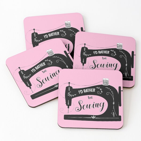 Item preview, I'd rather be sewing antique elegant kawaii pink sewing machine funny sewing fashion designer tailor seamstress gifts designed and sold by MetalicBabe.