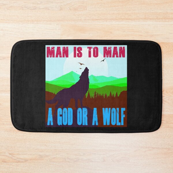 Item preview, Man is to Man a God or a Wolf - Retro Colors 1 designed and sold by Art-by-Geoff.