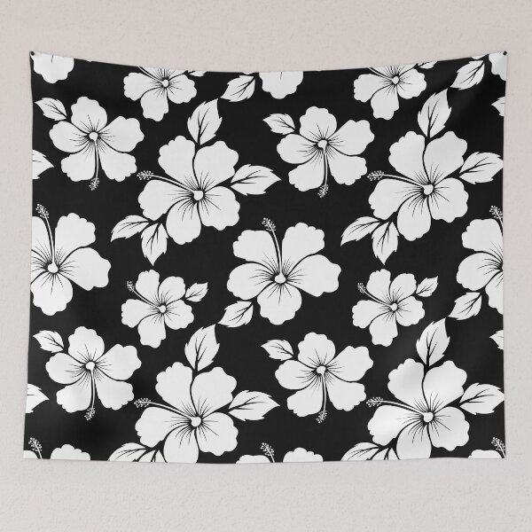Item preview, Black n White Hibiscus Seamless Repeat Pattern designed and sold by ClaudiaFlores.
