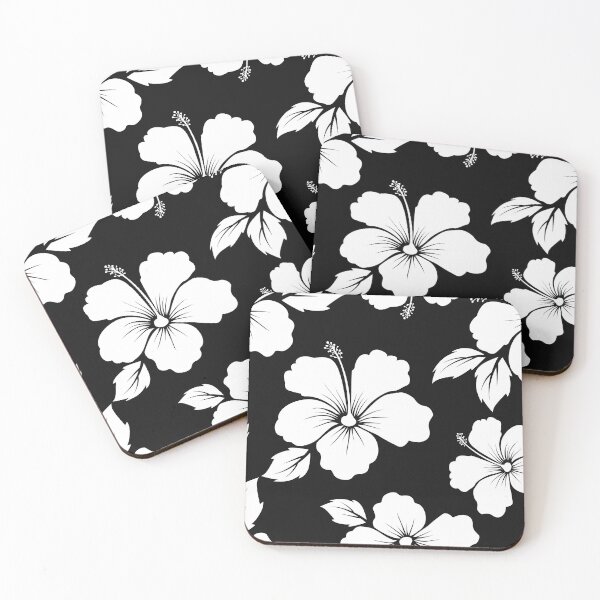Item preview, Black n White Hibiscus Seamless Repeat Pattern designed and sold by ClaudiaFlores.