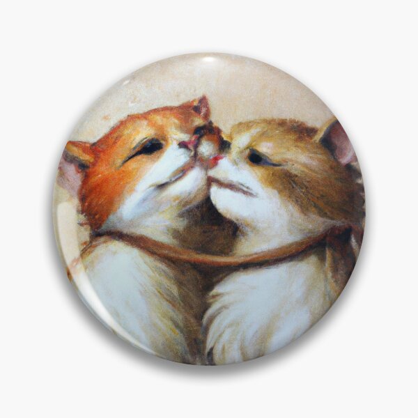 Item preview, italian renaissance style oil painting of two cats in love created in collaboration with Dall-e designed and sold by xostarboyxo.
