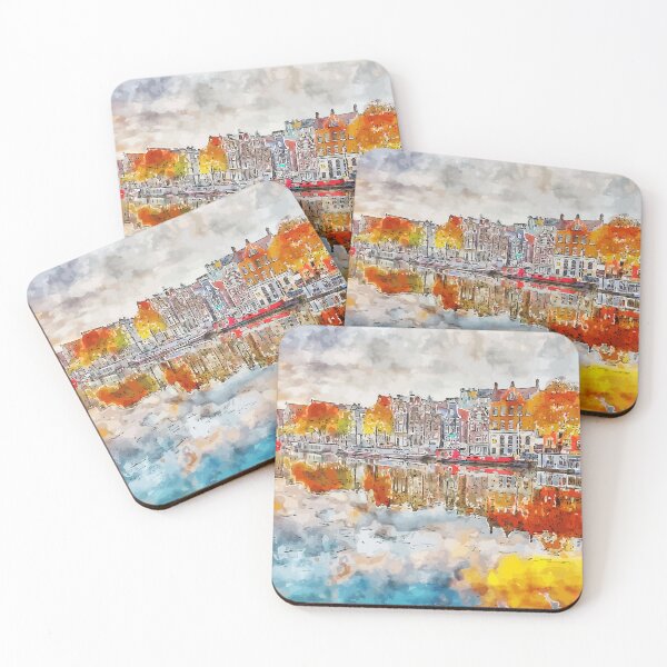 Item preview, Amsterdam Netherlands | Amsterdam Cityscape | Amsterdam souvenir |Watercolor designed and sold by KawaiiTops.