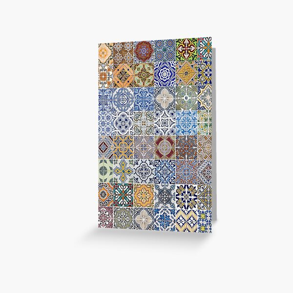 Set of 48 ceramic tiles patterns Greeting Card