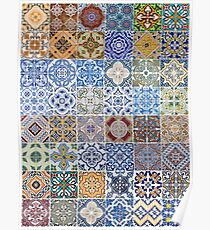 Set of 48 ceramic tiles patterns Poster
