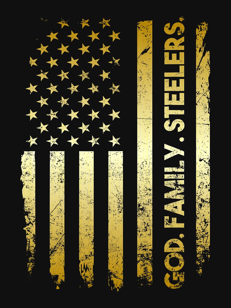 : God Family Steelers Pro Us Flag Shirt Father's Day Dad