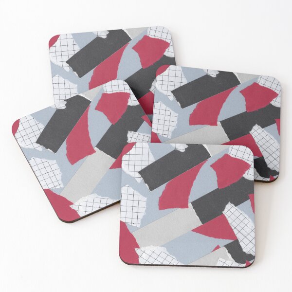 Item preview, Checkers and Bars - Red, Blue, White - Abstract Mixed Torn Paper Collage  designed and sold by GenAumonier.