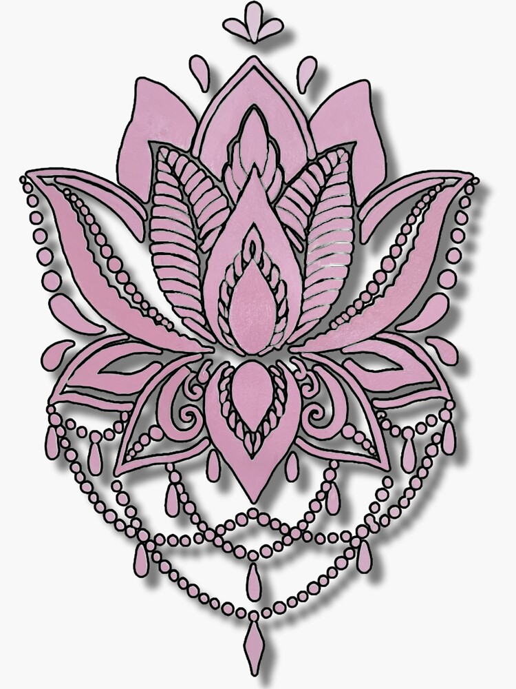 Pink Lotus Flower Mandala Art Design Sticker For Sale By Melgoza Redbubble 6973