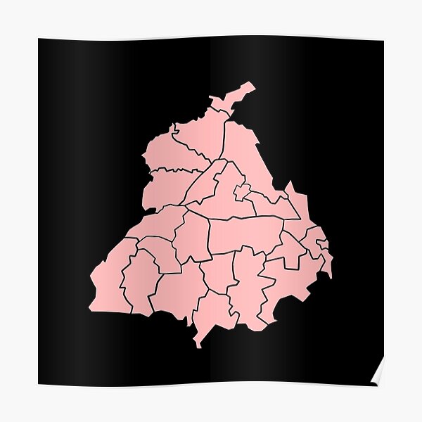 Punjab free map, free blank map, free outline map, free base map  boundaries, districts