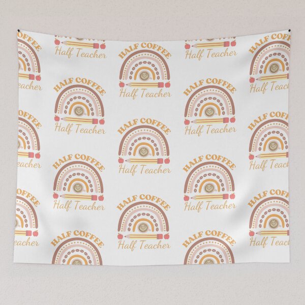 Aperçu de l'œuvre Moitié Café Moitié Professeur Rainbow Back To School créée et vendue par Got2BSnazzy.