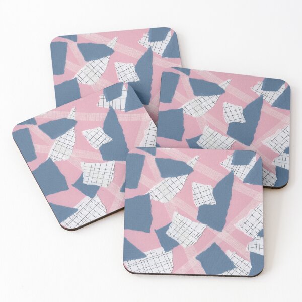 Item preview, Line and Rough Sides - Pink, Blue, White - Abstract Mixed Torn Paper Collage  designed and sold by GenAumonier.