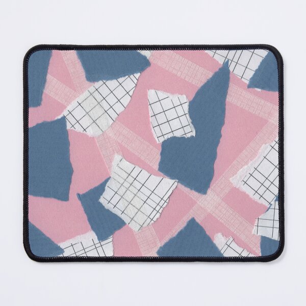 Item preview, Line and Rough Sides - Pink, Blue, White - Abstract Mixed Torn Paper Collage designed and sold by GenAumonier.