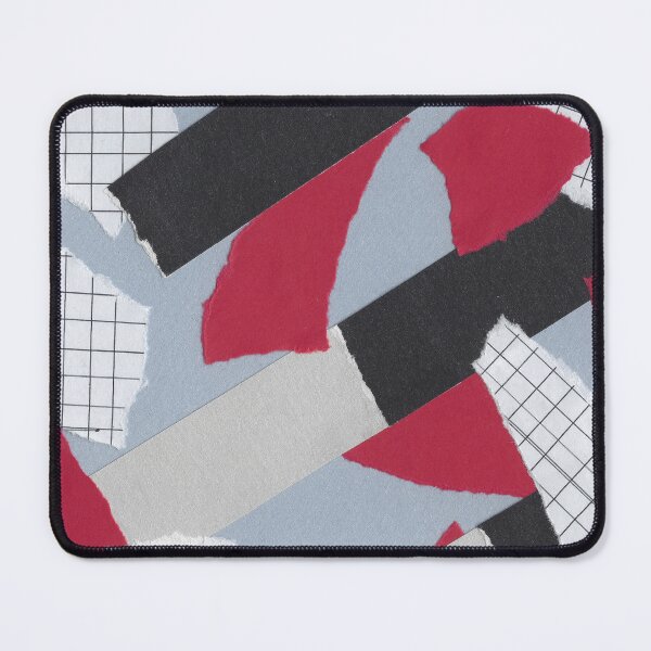 Item preview, Checkers and Bars - Red, Blue, White - Abstract Mixed Torn Paper Collage designed and sold by GenAumonier.