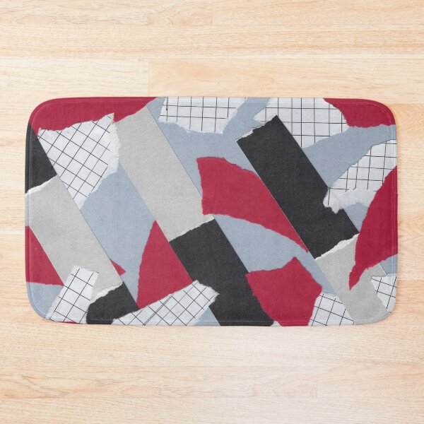 Item preview, Checkers and Bars - Red, Blue, White - Abstract Mixed Torn Paper Collage  designed and sold by GenAumonier.