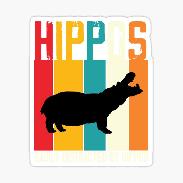 Aperçu de l'œuvre Conception de boîte rétro qui dit facilement distrait par les hippopotames pour les amateurs d'hippopotame créée et vendue par getinspiredtee.
