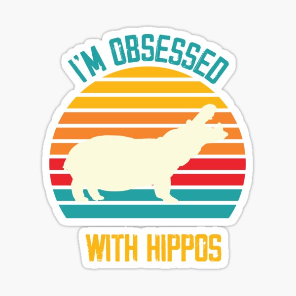 Aperçu de l'œuvre Conception de boîte rétro qui dit que je suis obsédé par les hippopotames pour les amateurs d'hippopotame créée et vendue par getinspiredtee.
