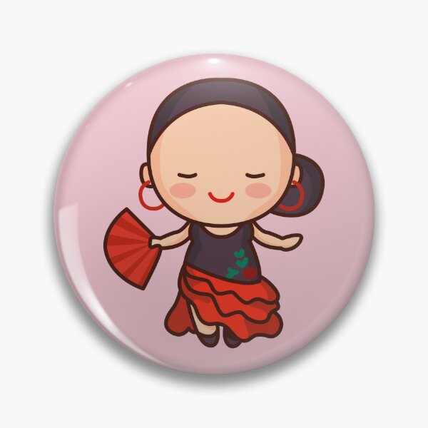 Item preview, Kawaii Cute Spanish Flamenco Dancer Cartoon designed and sold by TwoTenDesign.