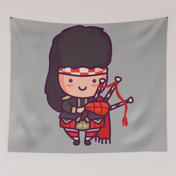 Item preview, Kawaii Cute Scottish Bagpiper Cartoon designed and sold by TwoTenDesign.