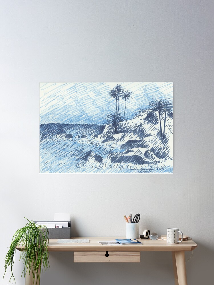 Thumbnail 1 of 3, Poster, Laguna Beach Marker Sketch designed and sold by laviniamorozan.