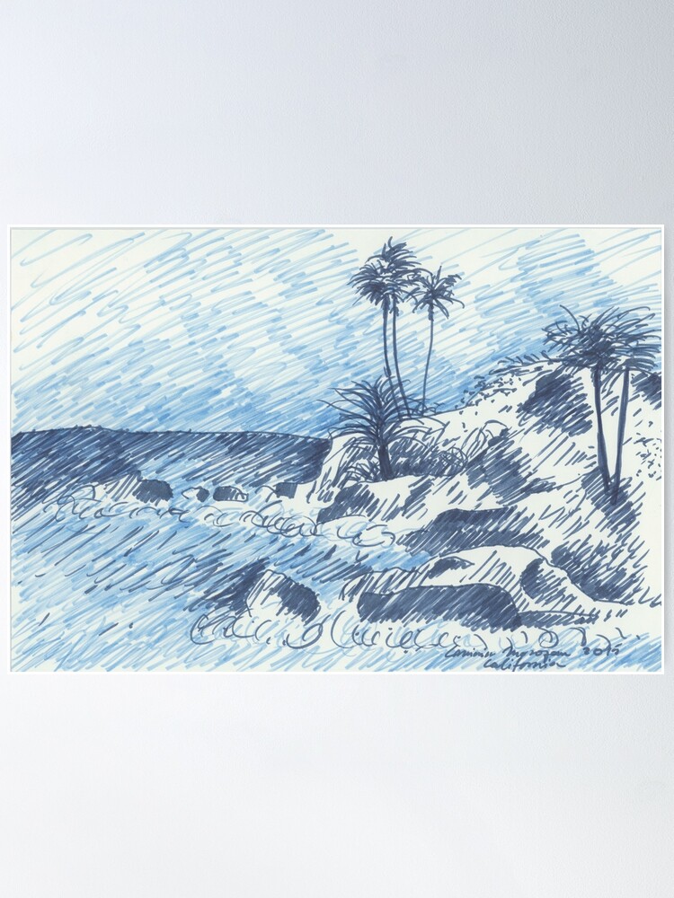 Thumbnail 2 of 3, Poster, Laguna Beach Marker Sketch designed and sold by laviniamorozan.