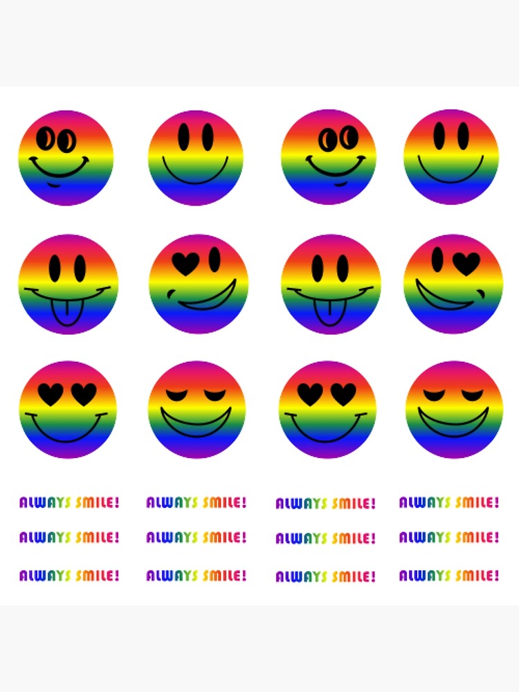 "Always smile rainbow emoji sticker pack" Poster for Sale by