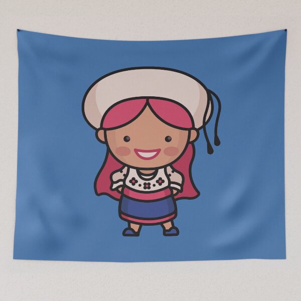 Item preview, Kawaii Cute Ecuadorian Girl Cartoon designed and sold by TwoTenDesign.