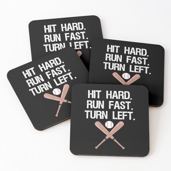 Item preview, Hit Hard Run Fast Turn Left Baseball Softball Fan designed and sold by MichelSorour.
