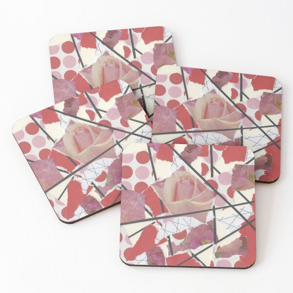 Item preview, Polka Dots and Roses - Pink, Red, White, Black - Abstract Mixed Torn Paper Collage  designed and sold by GenAumonier.