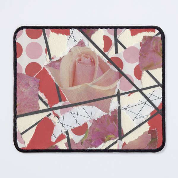 Item preview, Polka Dots and Roses - Pink, Red, White, Black - Abstract Mixed Torn Paper Collage designed and sold by GenAumonier.