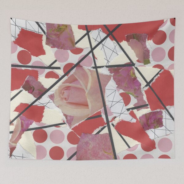 Item preview, Polka Dots and Roses - Pink, Red, White, Black - Abstract Mixed Torn Paper Collage  designed and sold by GenAumonier.