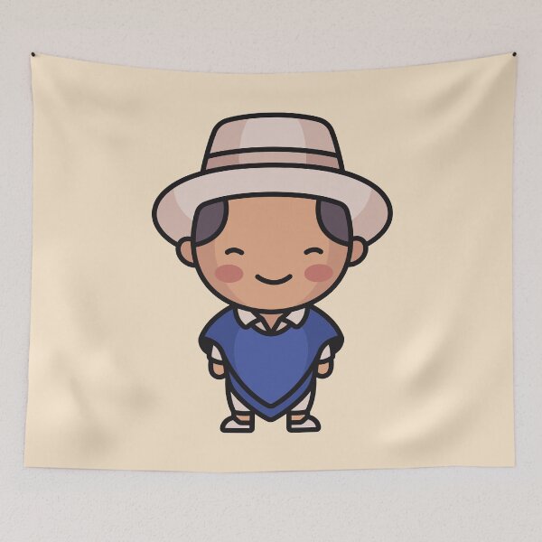 Item preview, Kawaii Cute Ecuadorian Village Boy Cartoon designed and sold by TwoTenDesign.