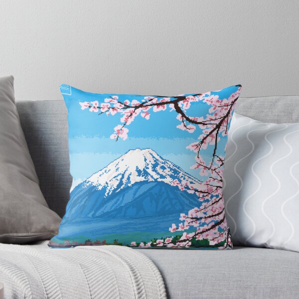 Item preview, Mount Fuji cherry blossoms beautiful scenery landscape in pixel art designed and sold by artemisgraphixs.