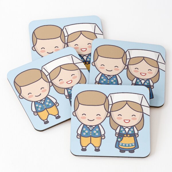Item preview, Kawaii Cute Traditional Swedish Couple Cartoon designed and sold by TwoTenDesign.