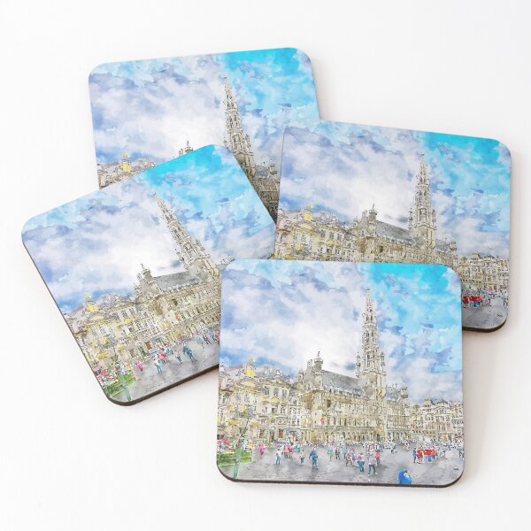 Item preview, Brussels Belgium Watercolor Sketch Illustration designed and sold by KawaiiTops.