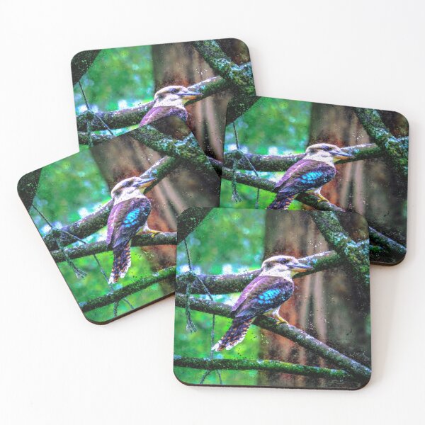 Item preview, Blue Winged Kookaburra on a Branch - Digital Art designed and sold by Steven Jodoin.