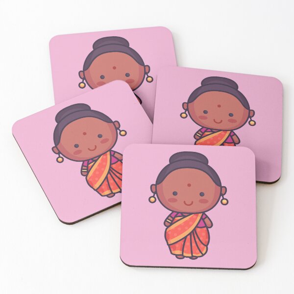Item preview, Kawaii Cute Traditional Indian Woman Cartoon designed and sold by TwoTenDesign.