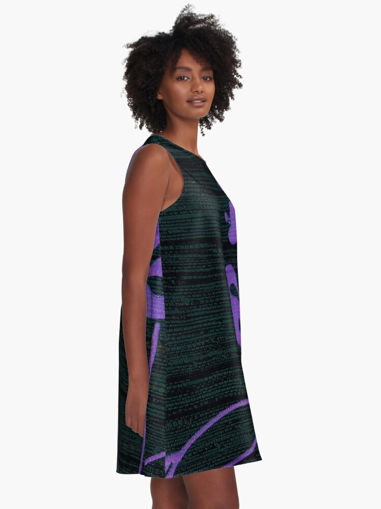 Alternate view of Purple Glamour on Black Weave A-Line Dress