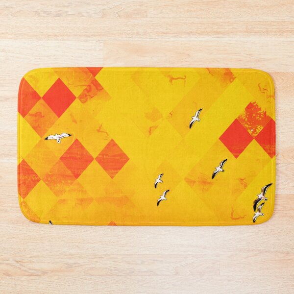 Item preview, flying birds with red and yellow geometric pixel pattern background designed and sold by Mrvell.