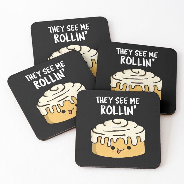 Item preview, They See Me Rollin Funny Cinnamon Roll Puns (Dark BG) designed and sold by punnybone.