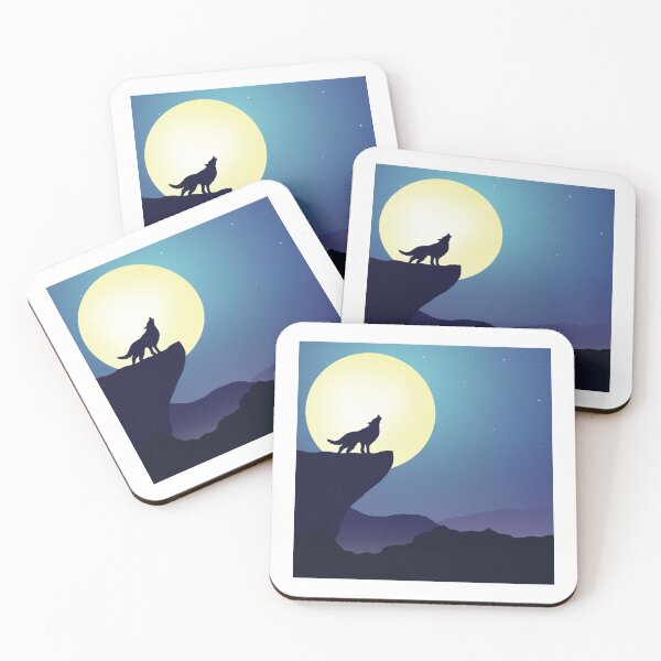 Item preview, Wolf howling at night on a cliff with moon in the background   designed and sold by AlulaLewis.