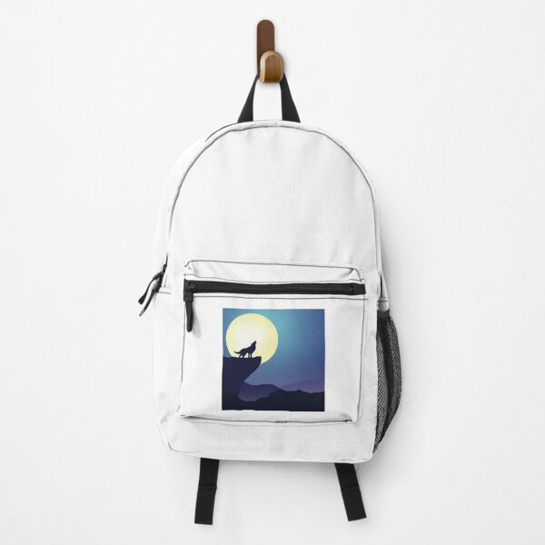 Item preview, Wolf howling at night on a cliff with moon in the background designed and sold by AlulaLewis.
