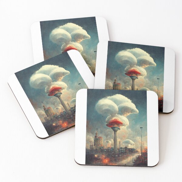 Item preview, Mushroom Cloud Over Dystopian City designed and sold by KarmicMushroom.