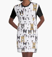 Funny bull terriers pattern Graphic T-Shirt Dress