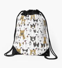 Funny bull terriers pattern Drawstring Bag