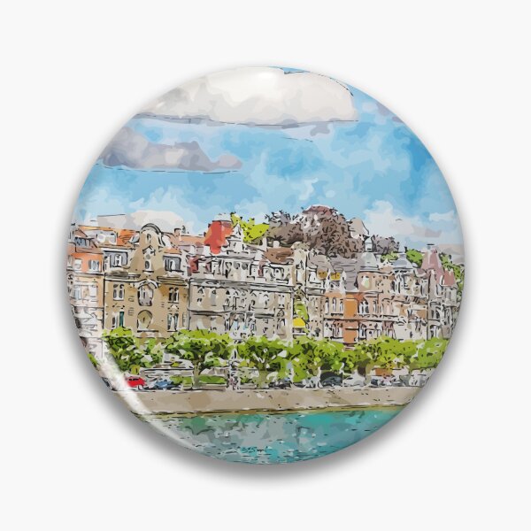 Item preview, Konstanz embankment – Germany Watercolor Illustration designed and sold by KawaiiTops.