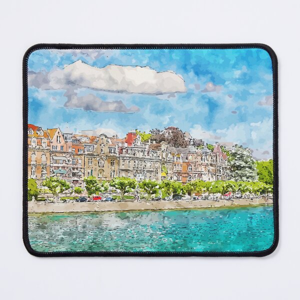 Item preview, Konstanz embankment – Germany Watercolor Illustration designed and sold by KawaiiTops.