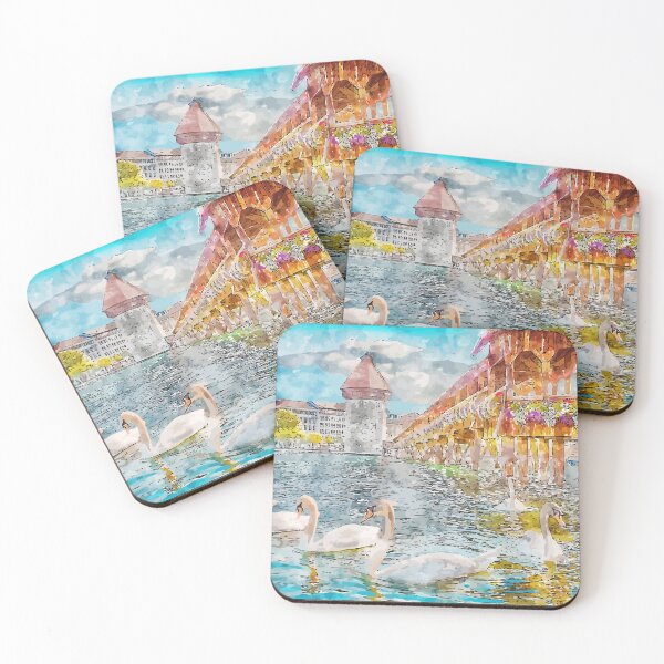 Item preview, Lucerne Switzerland Watercolor Illustration designed and sold by KawaiiTops.