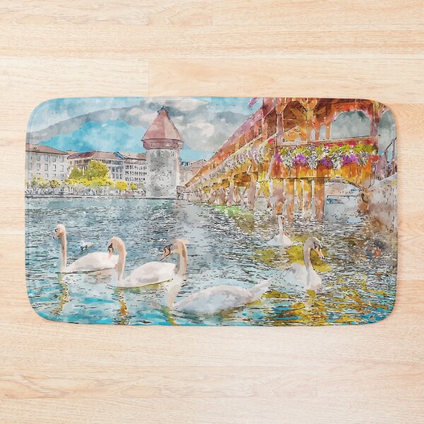 Item preview, Lucerne Switzerland Watercolor Illustration designed and sold by KawaiiTops.